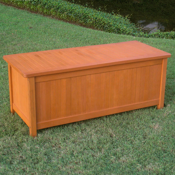 Picture of Royal Tahiti Patio Storage Trunk w/Lid - Brown Stain