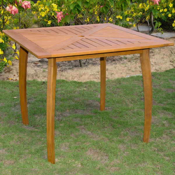 Picture of Royal Tahiti Outdoor 36" Square Wood Table - Brown Stain