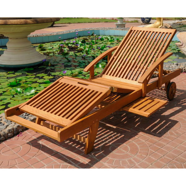 Picture of Royal Tahiti Outdoor Chaise Lounge with Multi Sectional Deck - Brown Stain