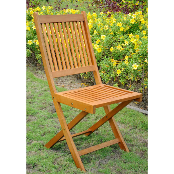 Picture of Royal Tahiti Set of 2 Outdoor Folding Garden Chair - Brown Stain