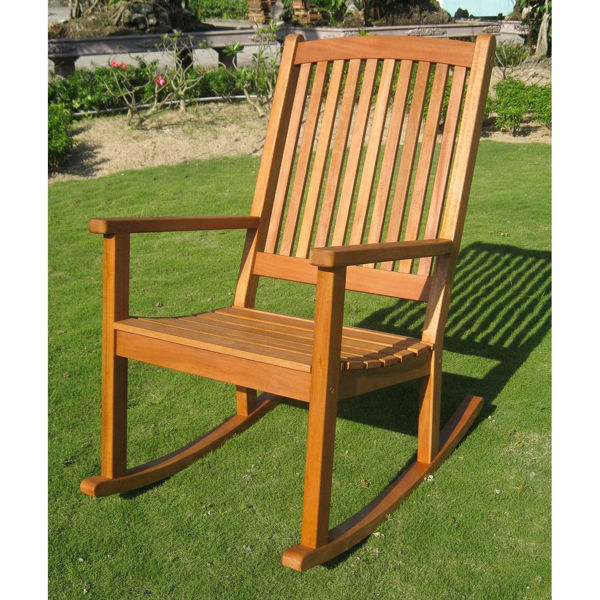 Picture of Royal Tahiti Large Outdoor Wood Rocking Chair - Brown Stain