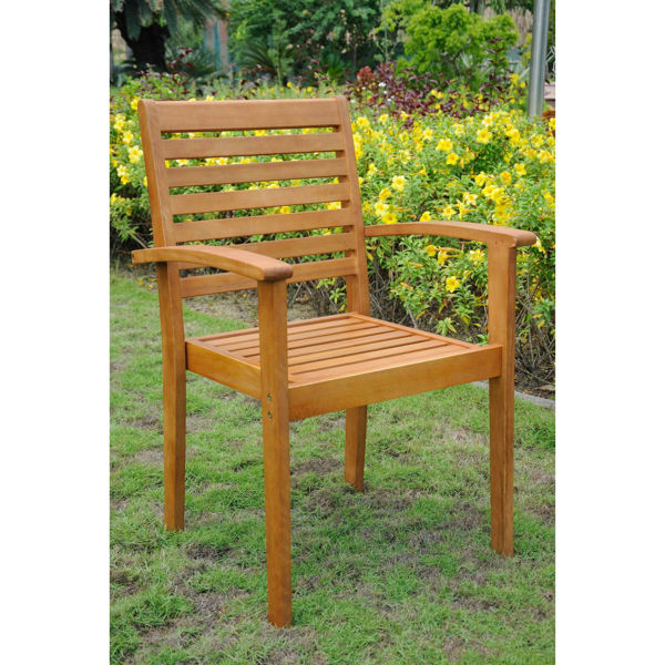 Picture of Royal Tahiti Set of 2 Oslo Outdoor Contemporary Chairs - Brown Stain