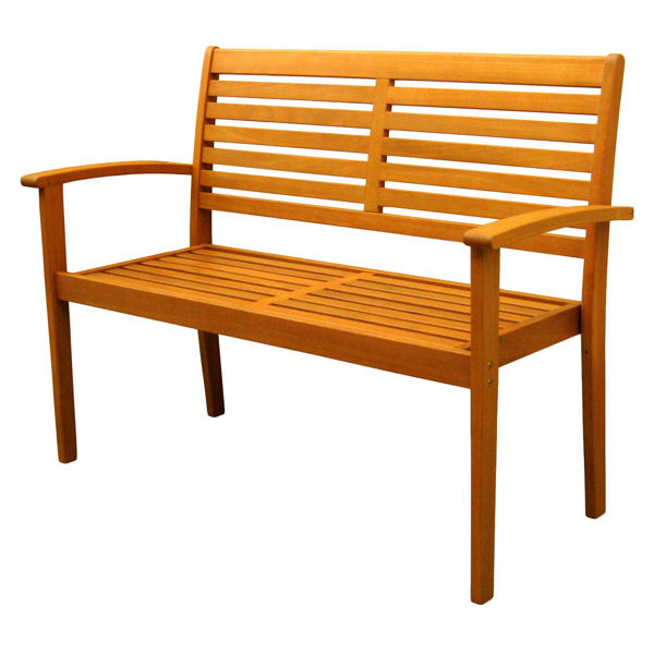 Picture of Royal Tahiti Oslo Outdoor Contemporary Bench - Brown Stain