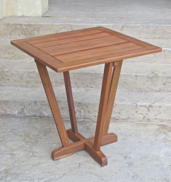 Picture of Royal Tahiti Outdoor 28" Square Inverted Pyramid Table  - Brown Stain