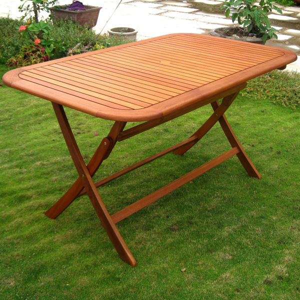 Picture of Royal Tahiti Rectangular Folding Table - Brown Stain