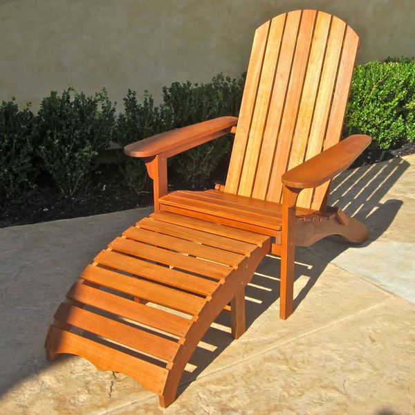 Picture of Large Adirondack Chair with Footrest - Brown Stain