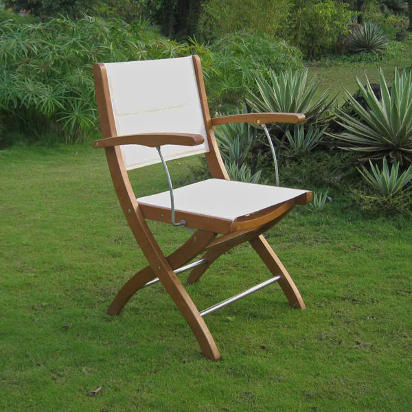 Picture of Royal Tahiti Ivory Textilene Folding Armchair - Brown