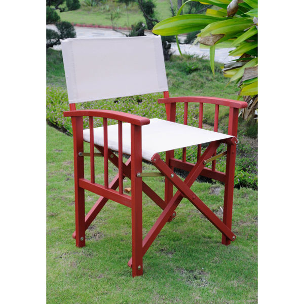 Picture of Set of Two Directors Chair with Mission Style Arms - Barn Red/Khaki