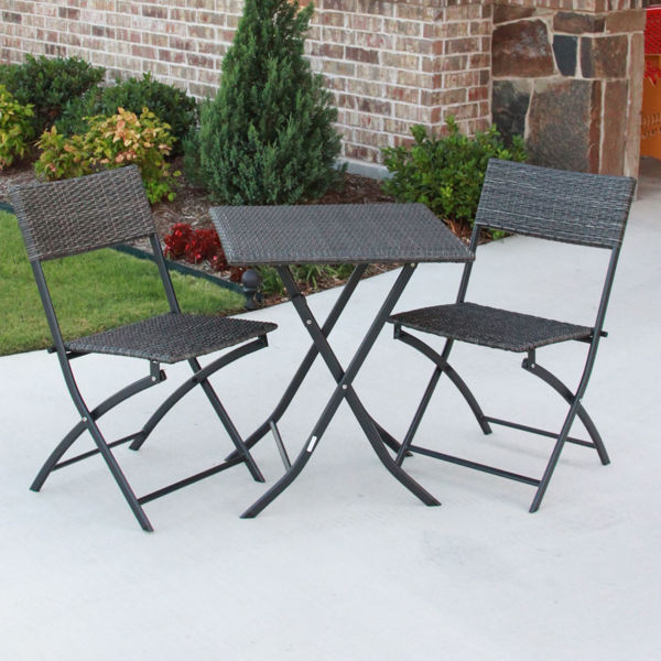 Picture of Set of 3 Resin Folding Bistro Group - Antique Grey