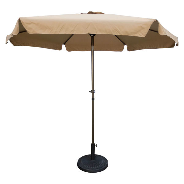 Picture of Outdoor 9 Foot Aluminum Umbrella With Flaps - Khaki/Bronze