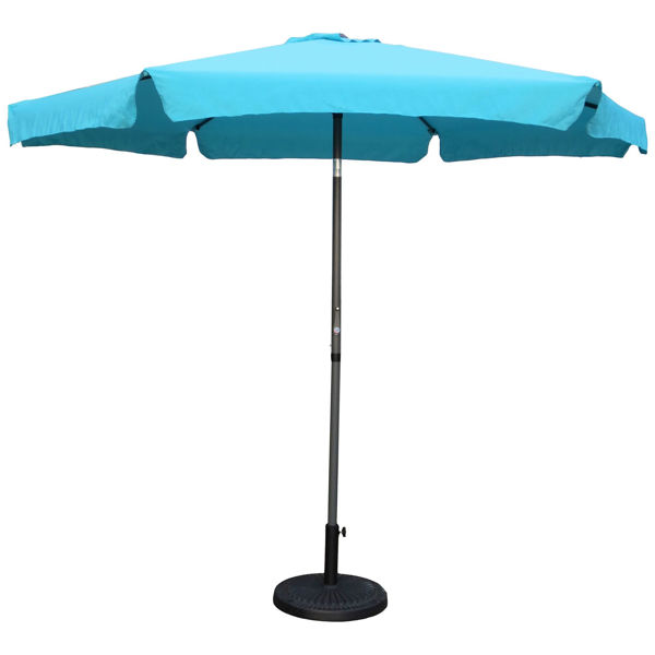 Picture of Outdoor 9 Foot Aluminum Umbrella With Flaps - Aqua Blue/Dk. Grey