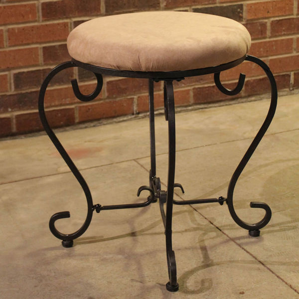 Picture of Round Iron Vanity Stool with Cushion - Java