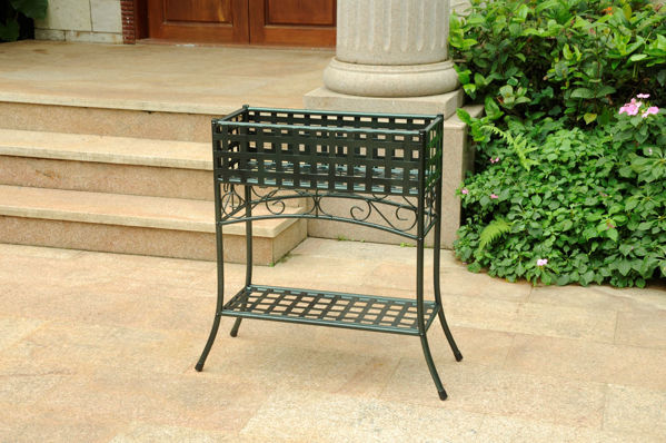 Picture of Mandalay Iron Rectangular Plant Stand - Verdi Green