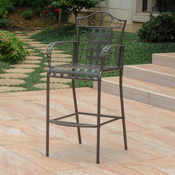 Picture of Set of 2 Mandalay Iron Bar Height Chair - Rustic Brown