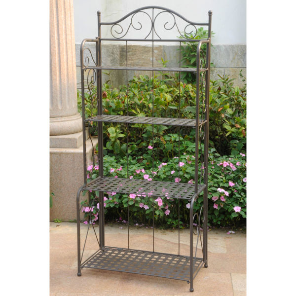 Picture of Mandalay Iron Folding Baker Rack - Rustic Brown