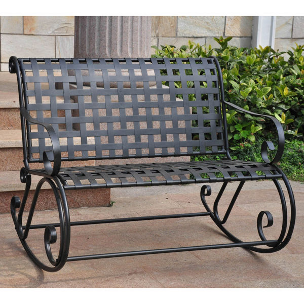 Picture of Mandalay Iron Bench Rocker - Antique Black