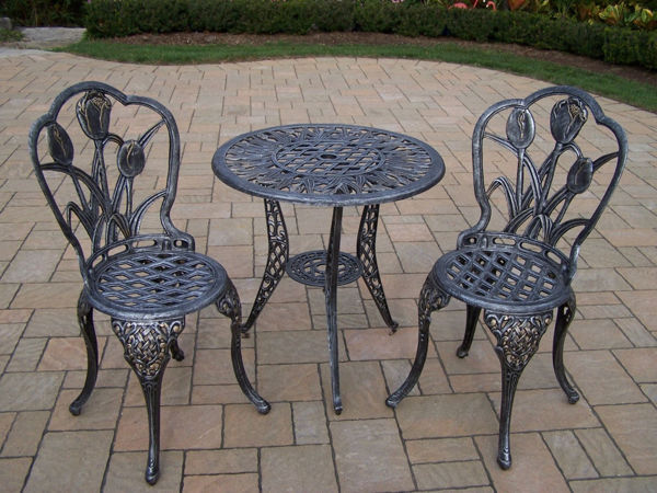 Patio Store. Tulip Cast Aluminum 3 Pc. Bistro Set With 26-inch Table ...