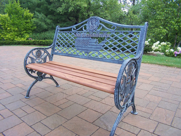 Picture of GOD  Bless America Bench - Antique Verdi