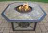 Picture of 43 x 24-inch Traditional Octagon Gas Firepit Table with Porcelain inlaid top, Aluminum Frame, Burner system, and Red Lava Rock   - Grey