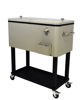 Picture of Steel 20-Gallon Party Cooler Cart with 360 degree rolling, 1-inch plus thick Insulated Basin, Extended Drain System, Bottle Opener, Caps Holder, Full Base Tray, and Lock Wheels - Beach Sand