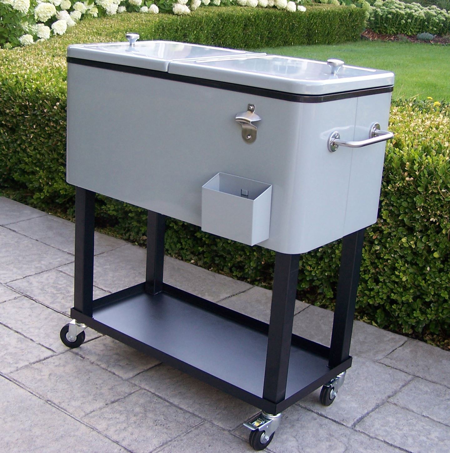 Patio Store. Steel 20-Gallon Party Cooler Cart with 360 degree rolling ...