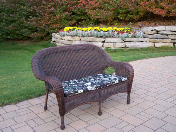 Picture of Resin Wicker Loveseat with Cushion - Coffee