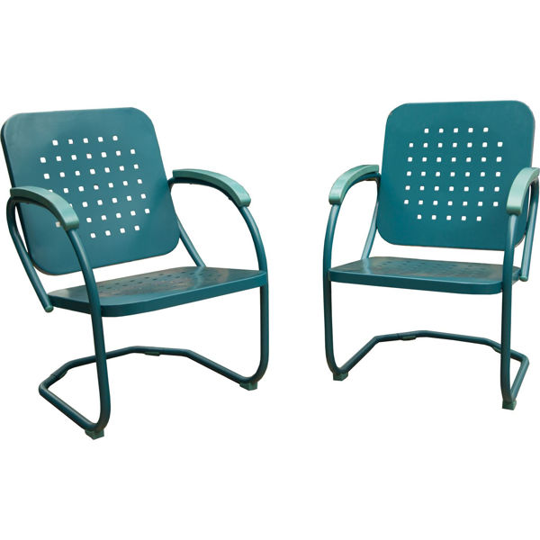 Patio Store. Hanover Retro 2 Piece Metal Seating Set Blue