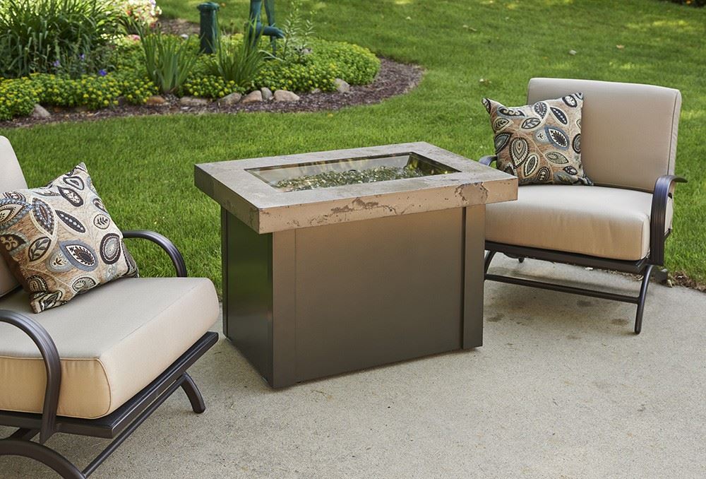 Patio Store. Outdoor Great Room Providence Fire Pit Table with White ...