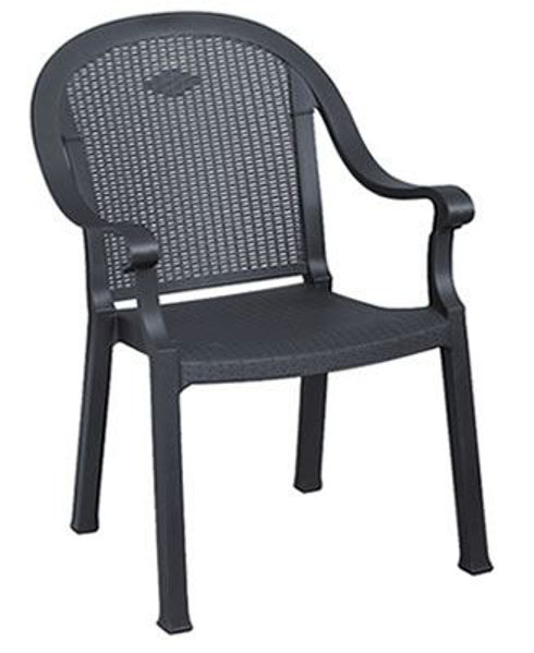 Picture of Grosfillex Sumatra Classic Stacking Armchair In Charcoal Pack Of 16