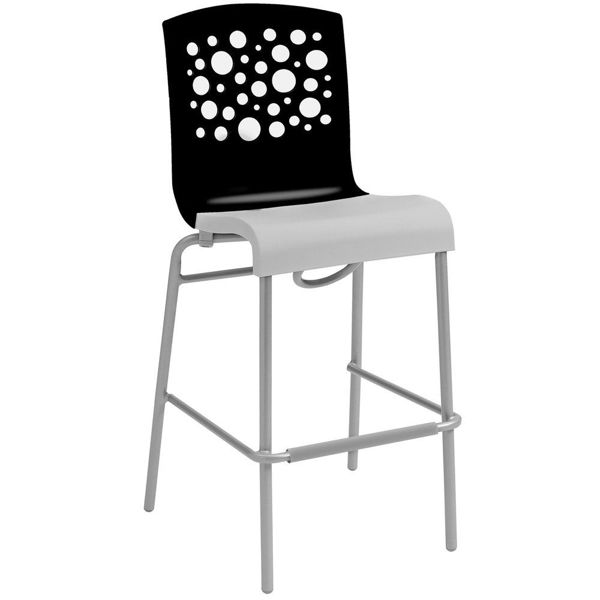Picture of Grosfillex Tempo Stacking Barstool In Black Back And White Seat Pack Of 2