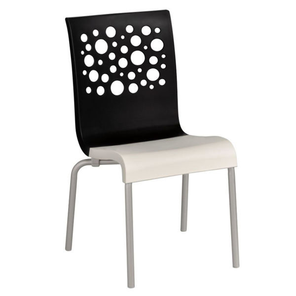Picture of Grosfillex Tempo Stacking Chair In Black Back And White Seat Pack Of 4